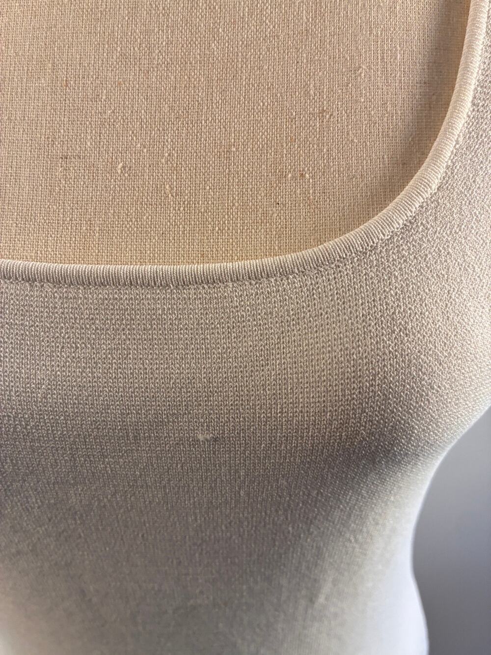 House of Harlow 1960 Cream Knit Bodycon Midi Dress Scoop Neck Back Slit Size S